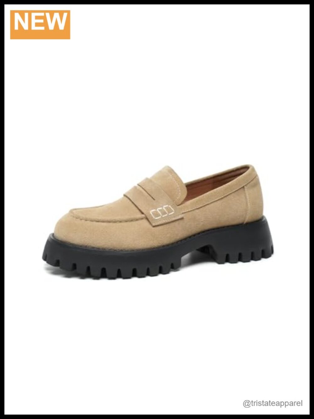 Suede Chunky Platform Loafers Slip-On Penny Dress Shoes